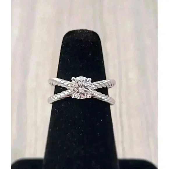 David Yurman Platinum Crossover Cable 1.00ct GIA Round Diamond Engagement Ring - Picture 1 of 12